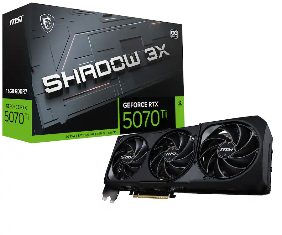 MSI SHADOW 3X OC NVIDIA GeForce RTX 5070 Ti 16GB GDDR7 Graphics Card Black